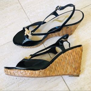 Nina Patent Leather & Grass Wedges